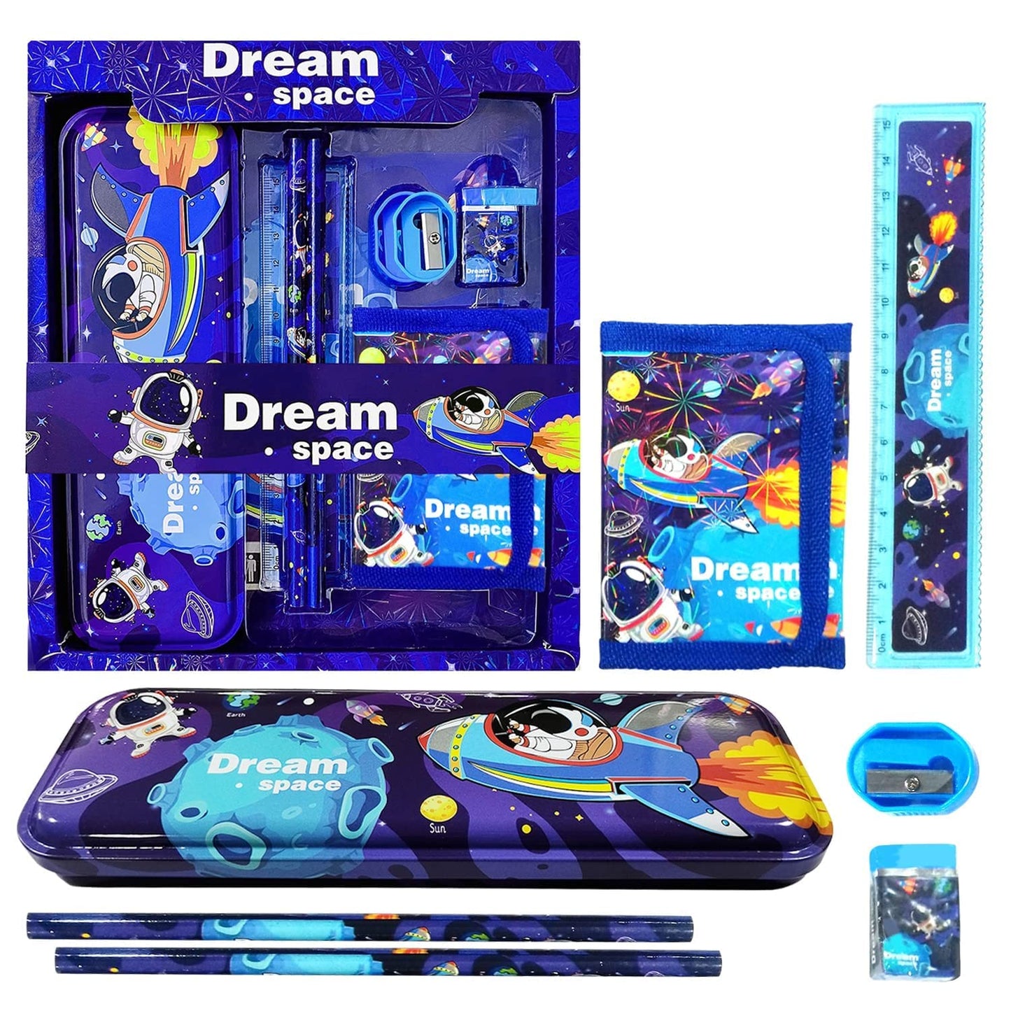 Youth Enterprises 12 Pcs All In One Space Astronuts Theme Stationery Set Combo Boys Girls Minniee Mousee School Supplies Station