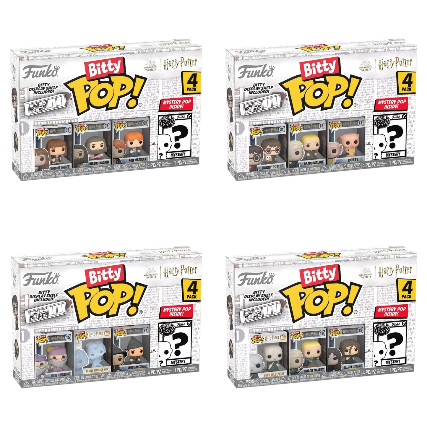 Funko Bitty Pop! Harry Potter 4-Pack Bundle - 16 Mini Figures Featuring Hogwarts Characters & Mystery Figures