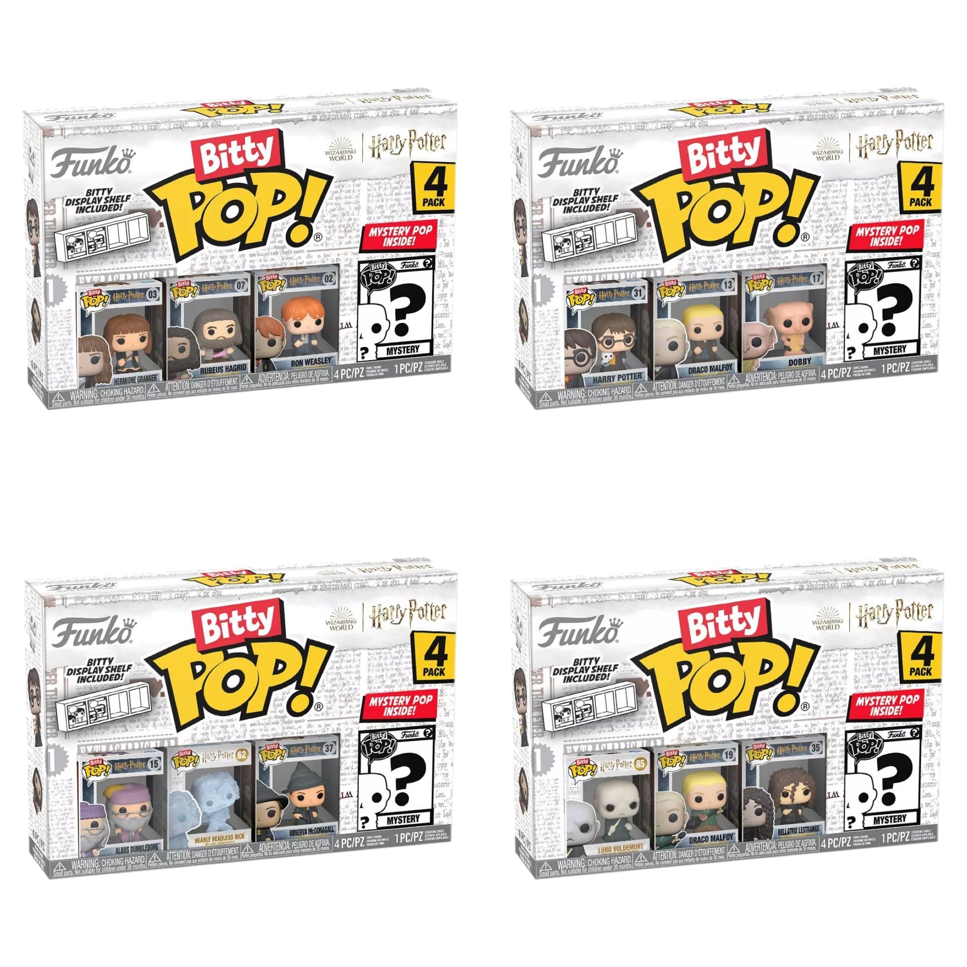 Funko Bitty Pop! Harry Potter 4-Pack Bundle - 16 Mini Figures Featuring Hogwarts Characters & Mystery Figures