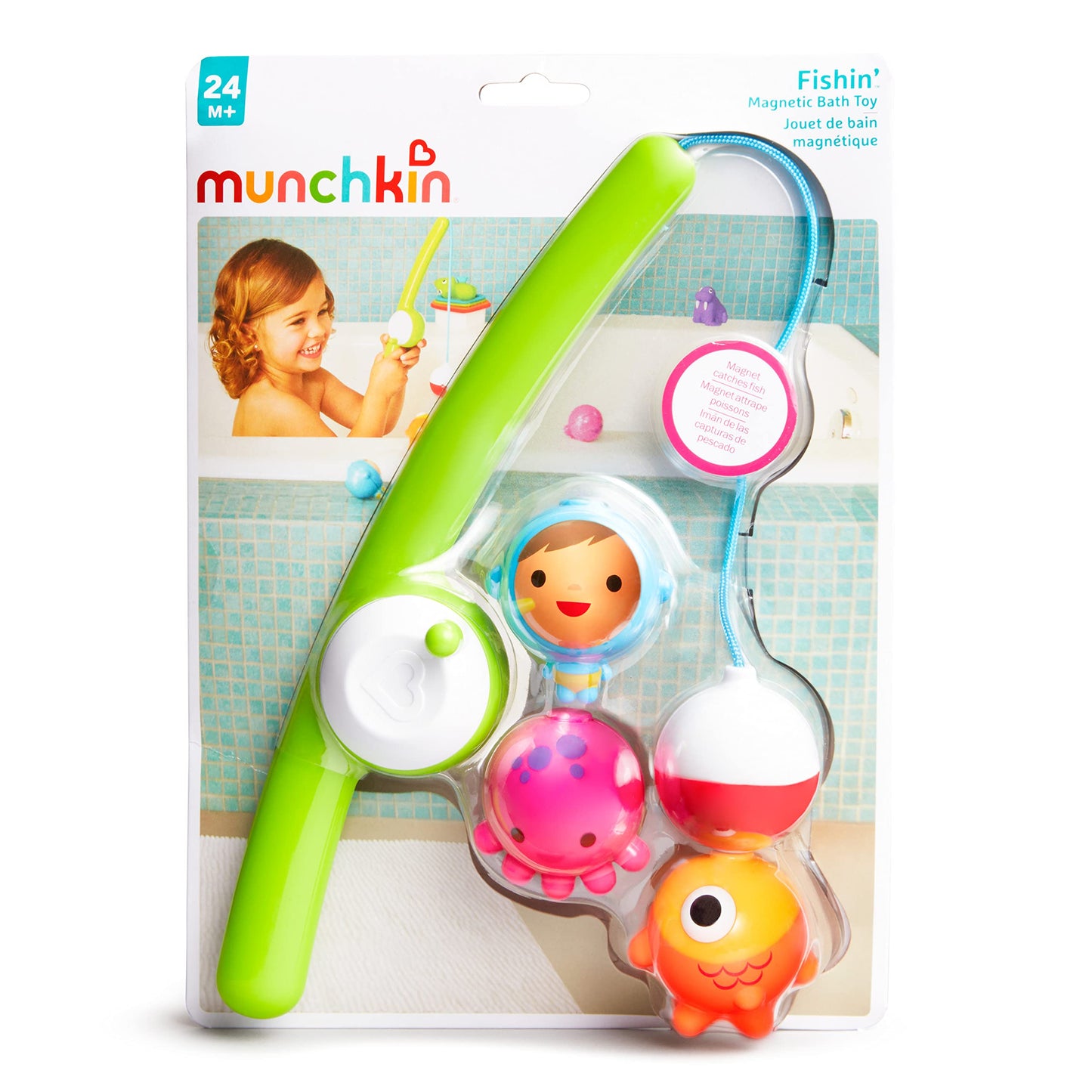Munchkin Fishin' Magnetic Baby & Toddler Bath Toy Set, 4pc, Assorted Colors, Plastic, Model 17040