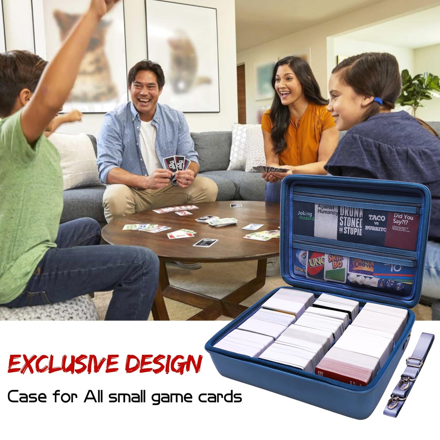 Ltgem Game Card Travel Case,Compatibility Taco Cat Goat Cheese Pizza/Skyjo/Uno/Playing Card Against Humanity And Other Game Cards,This Card Box Can Hold 3000+Game Cards (Sky Blue)