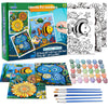 3 Pack Paint By Numbers For Kids Ages 8-12, Pre-Printed Acrylic Oil Painting, Includes (8X10, 8X9, 8X8 Inch) Framed Canvas With