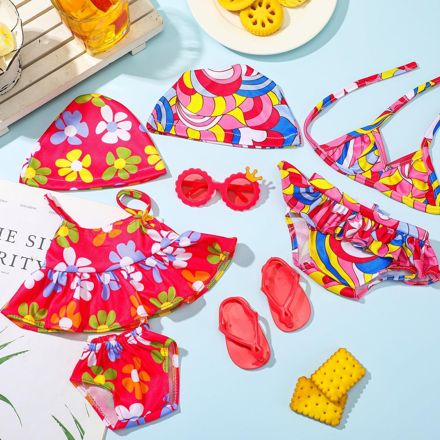 Kajaia 8 Pcs 18 Inch Doll Ballet Ballerina Outfits 18 Inch Doll Clothes and Accessories Tutu Dance Dress Ballet Shoes Headband Clothes Gifts