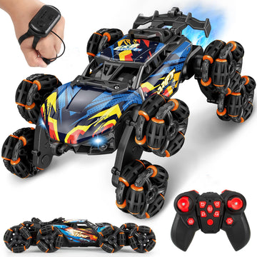 8Wd Gesture Sensing Rc Stunt Car Toys For Boys Age 8-12, 2.4Ghz Hand Controlled Remote Control Car With Light & Music & Spray, C