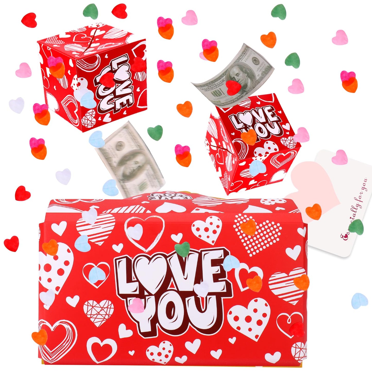 Baborui Pop Up Love You Birthday Cards With Confetti, Happy Birthday Surprise Gift Box Explosion For Money, Cash Birthday Surpri