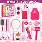 G.C Girls Hair Salon Toys Kids Pretend Play Hair Styling Kit With Realistic Blow Dryer Straightener Stylist Apron Scissors Acces