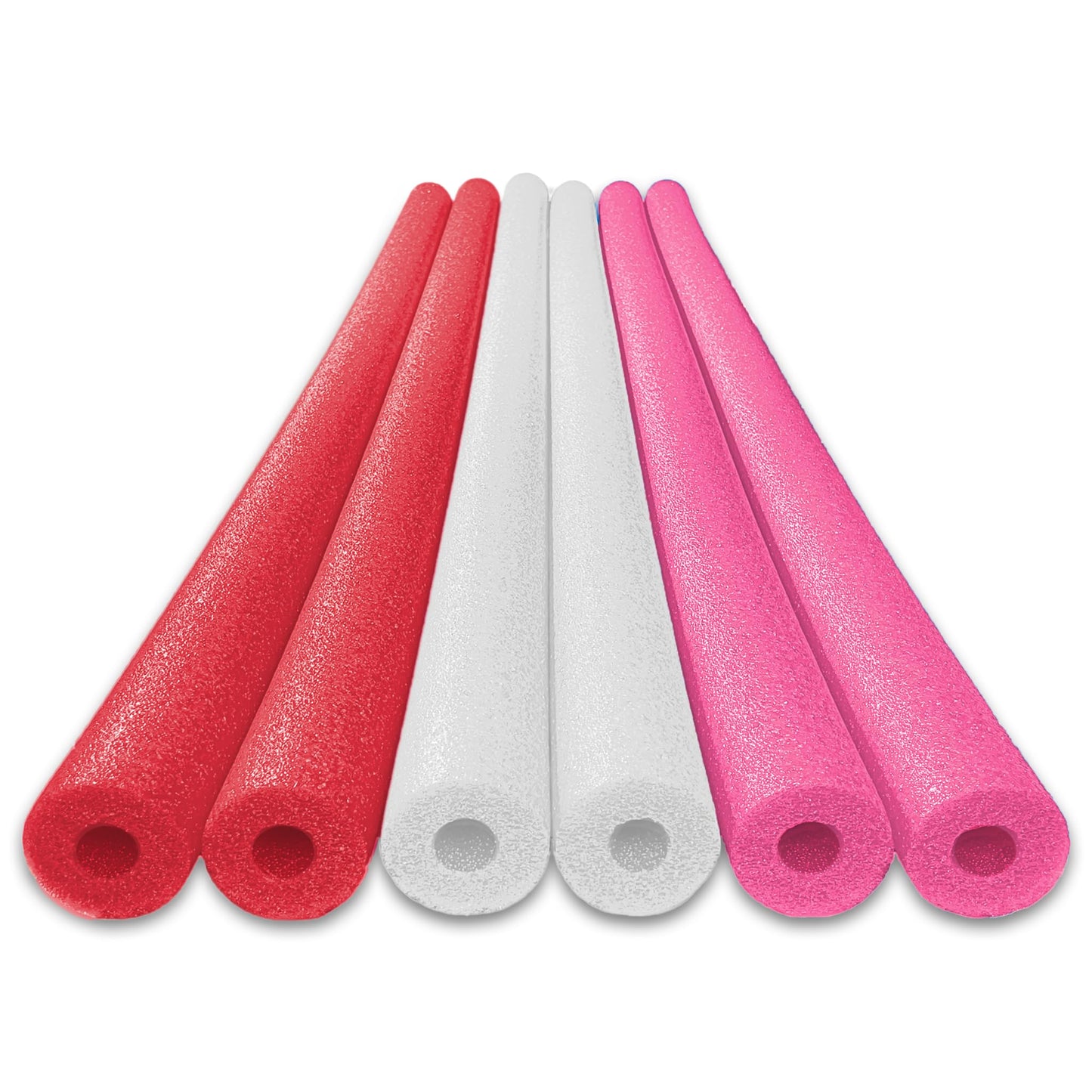 Oodles Of Noodles Deluxe Foam Pool Swim Noodles - 6 Pack (Red & White & Pink)