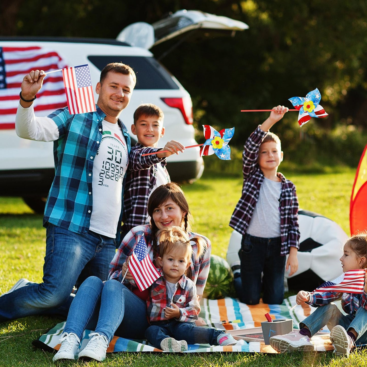 100 Pcs DIY Pinwheels Craft White Blank Paper Pinwheels Patriotic Craft Bulk Spring Summer Graffiti Art Kit for Kids Fun Activit