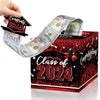 Graduation Money Box For Cash Gift Pull, Black Red Money Pull Box Gift 2024 Grad Suprise, Funny Graduation Party Gift Pull Money
