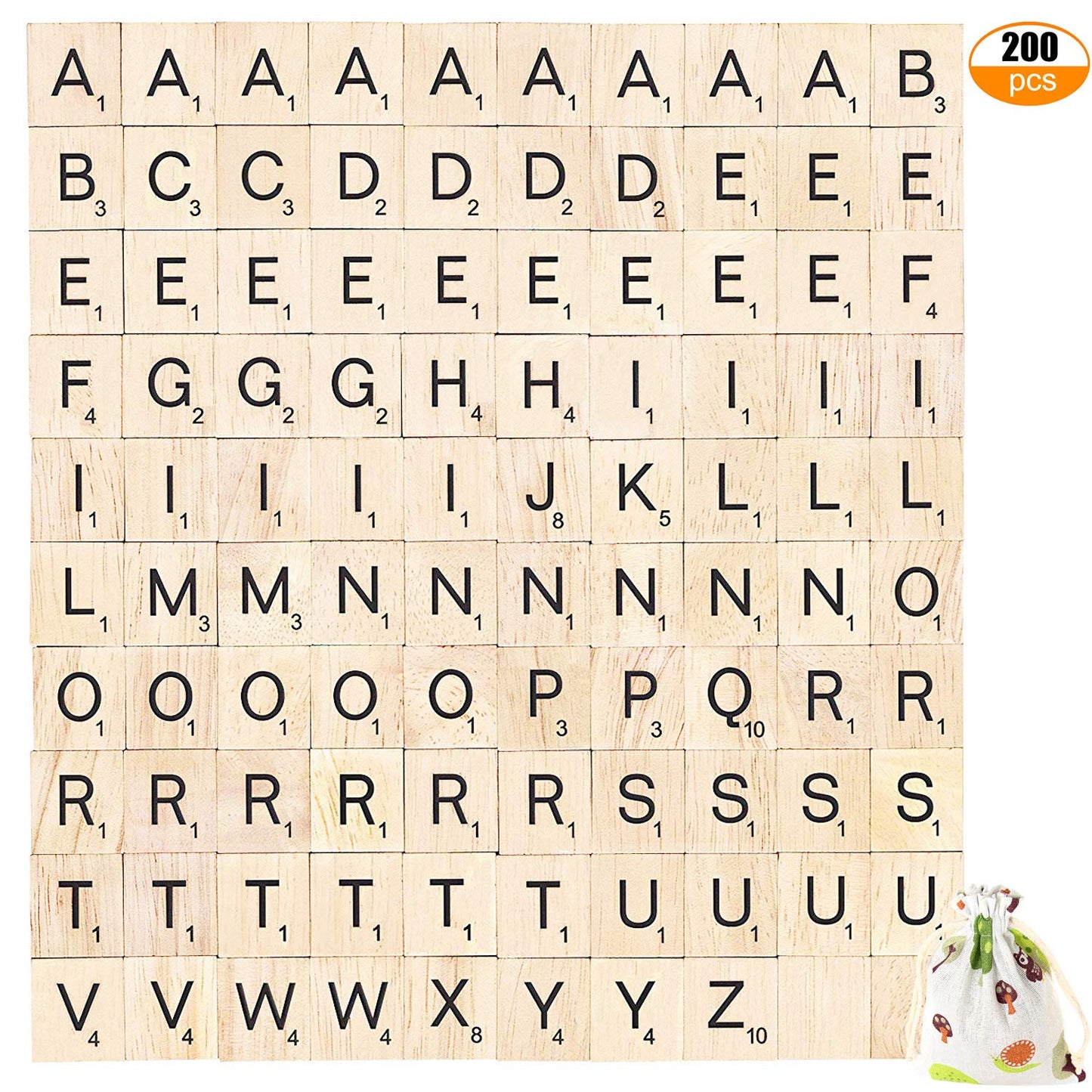 PINOWU 200pcs Wooden Letter Tiles for Scrabble Crosdecorative replica blade Game Wood Scrabble Letters Replacement for DIY Craft Gift Decoration Scrapbooking and Making Alphabet Coaster