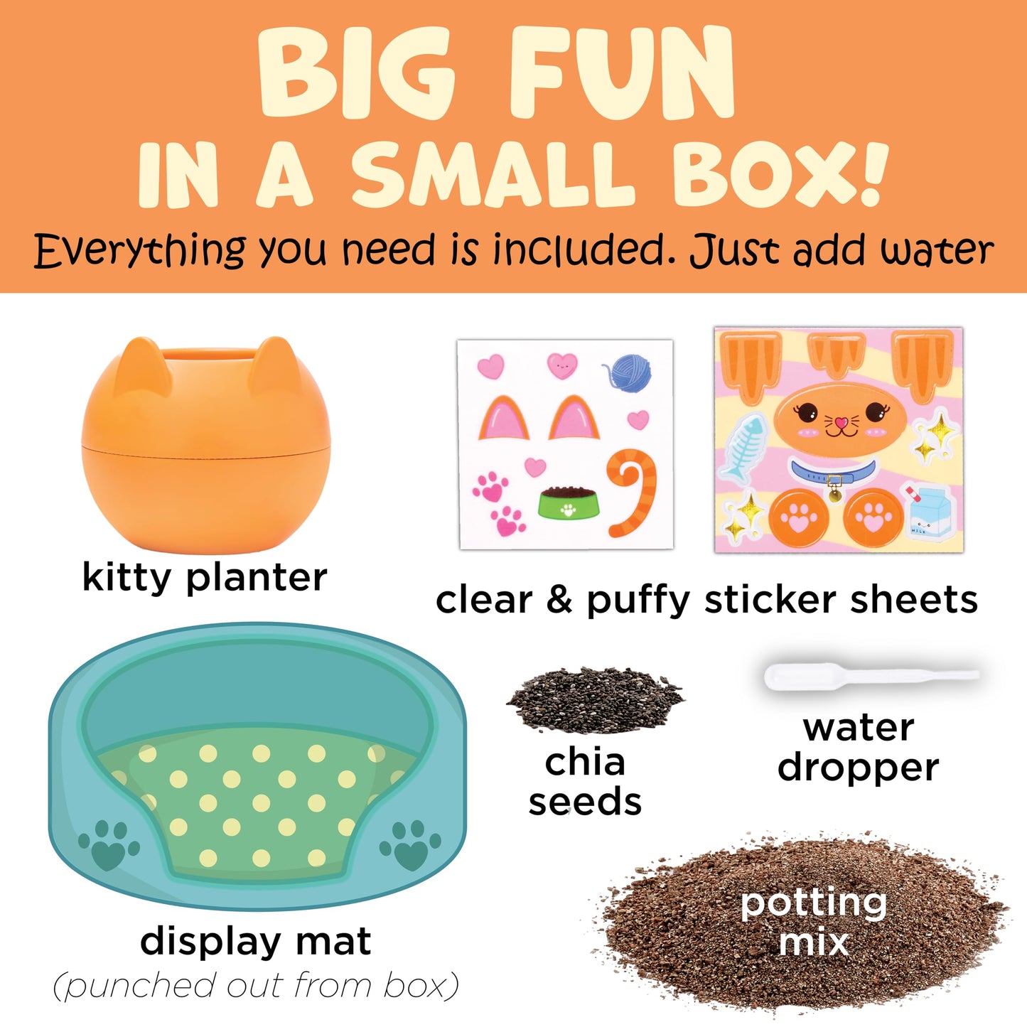 Creativity for Kids: Plant-A-Pet Kitty - Arts and Crafts Kit, Gifts for Girls and Stocking Stuffers, Boy and Girl Toys, Chia See