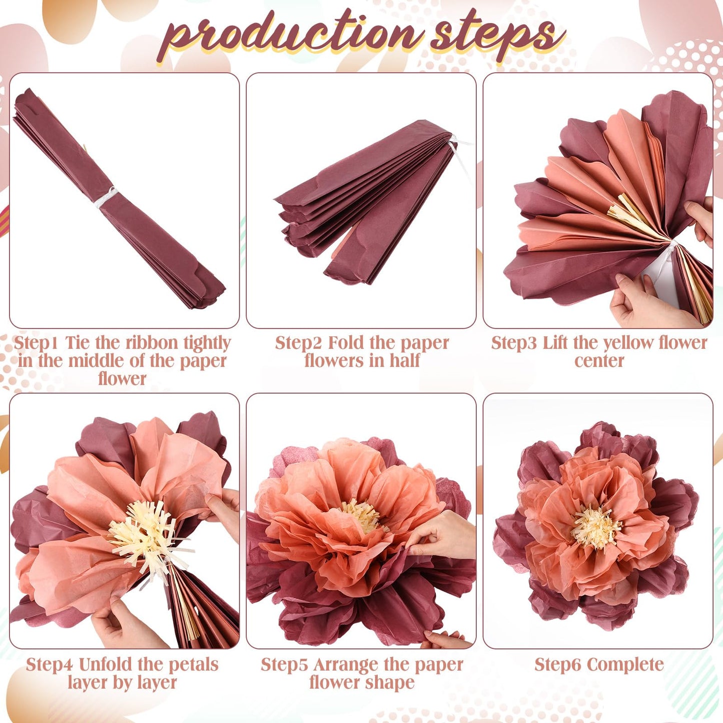 MotiMind 12 Pcs Large Colorful Tissue Paper Flowers 20  10   Giant Fiesta Paper Flowers Mexican Pom for Carnival Party Wall Ba