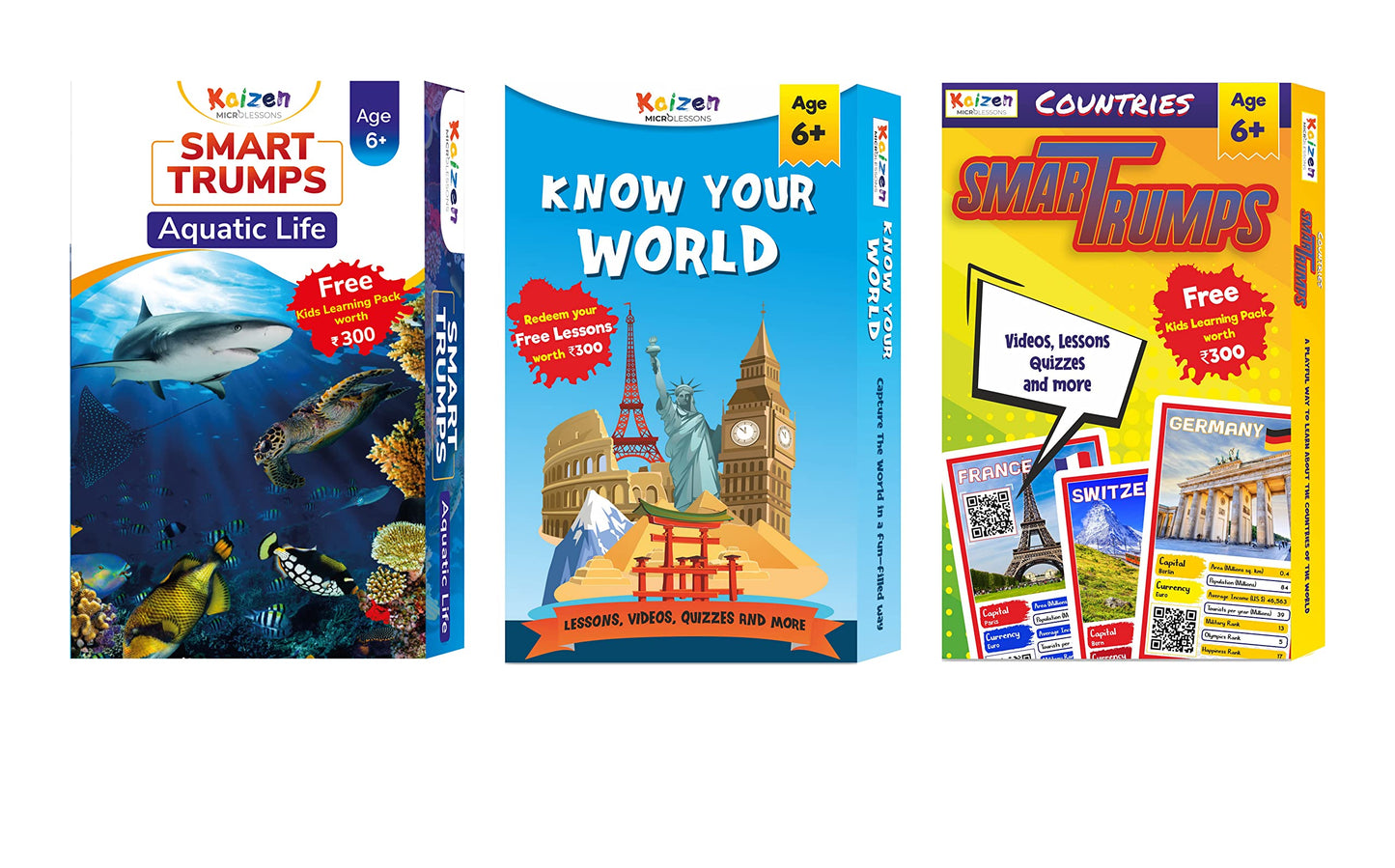 Kaizen Microlessons Smart Cards To Enhance General Awareness For Age 6-15, Learn While Playing, General Knowledge For Kids, (Com