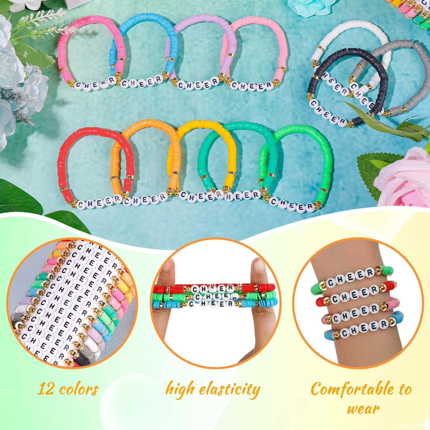 Luyi 96 Pcs Cheer Bracelets For Team Cheer Gifts Cheerleader Gifts Set For Cheer Stuff Women Preppy Heishi Beaded Friendship Y2K