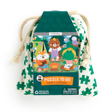 Mudpuppy Happy Campers - 36 Piece Puzzle To Go Featuring Adorable Campfire Trio Perfect Summer Travel Activity For Children Ages