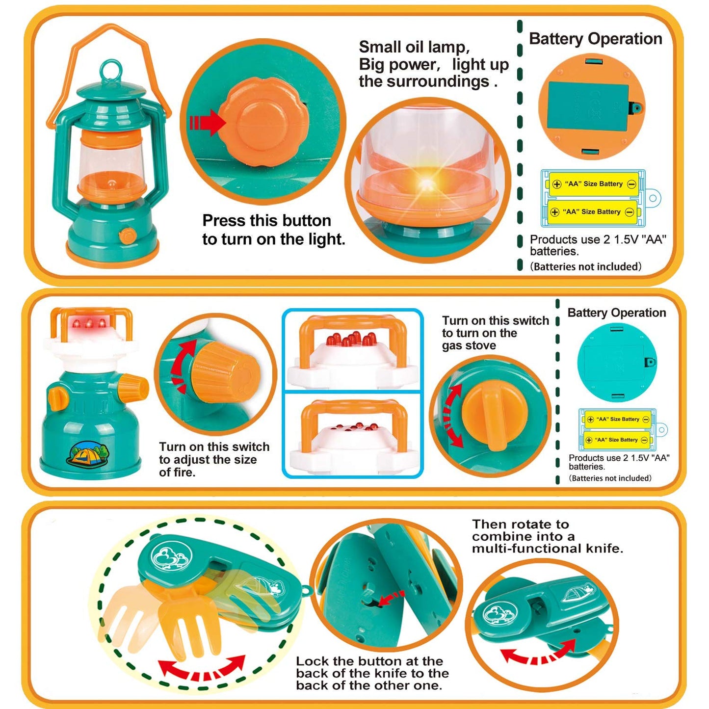 Kids Camping Set with Pop Up Tent - Little Explorers Playhouse Toddler Toys for Boys with Camp Gear for Children Indoor Outdoor