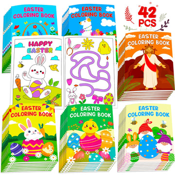 Lionoble 42 Pack Easter Coloring Books for Kids 4-8,8-12, Easter Basket Stuffers Bulk Gifts Mini Coloring Books Party Favors for