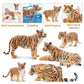 Toymany 6Pcs Realistic Tigers Figurines With Tiger Cubs, 2-6' Jungle Animals Figures Family Set, Educational Toy Cake Toppers Christmas Birthday Gift For Kids Toddlers