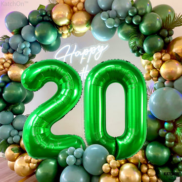Katchon, Dark Green 20 Balloons Number - 40 Inch | Green Number 20 Balloon For 20Th Birthday Decorations For Men Green | 20Th Birthday Balloons For 20Th Birthday Decorations | 20 Balloon Number Green