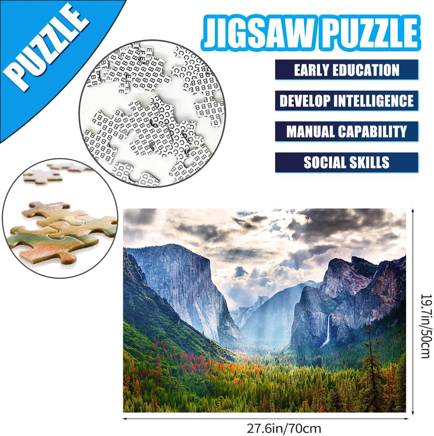 Jigsaw Puzzles For Adults, 1000 Pieces National Park Puzzles, Nature Landscape Mountain Scene National Park Challenging Puzzle Perfect For Family Activity Game Nights Gifts(Yosemite National Park)