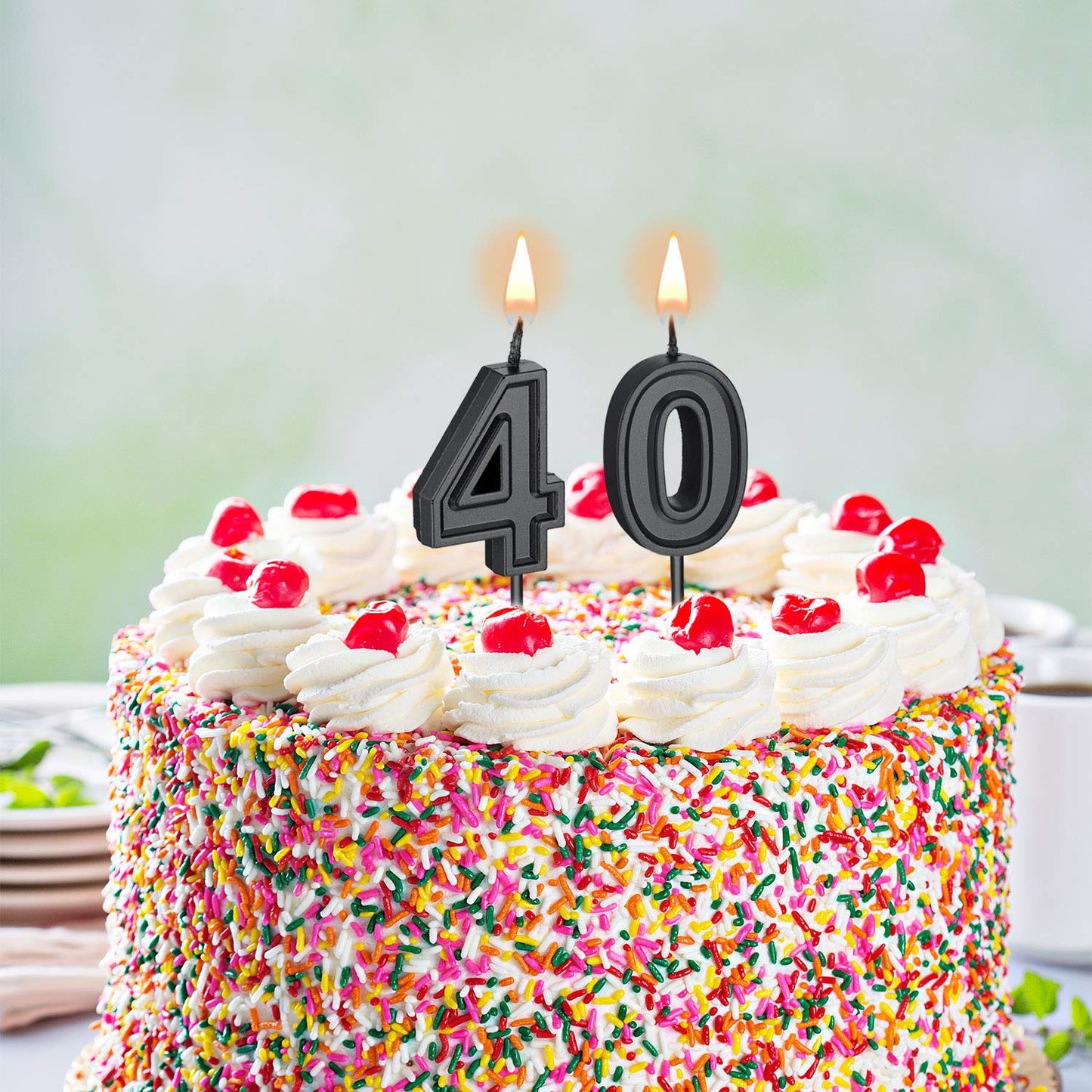 Frienda 40th Birthday Candles, Number 40 Candles, Happy Birthday Cake Topper Decoration for Men Women Anniversary Party Wedding
