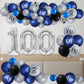 UniBirthLon 18Pcs Happy Birthday Balloons Set, Navy Blue & Silver, Confetti Latex for 100th Birthday Party Decorations