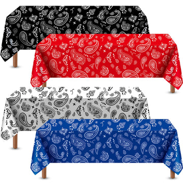 Reginary Western Party Tablecloth Paisley Bandana Table Cover Plastic Rectangle Tablecloth for Western Cowboy Party Themed Party