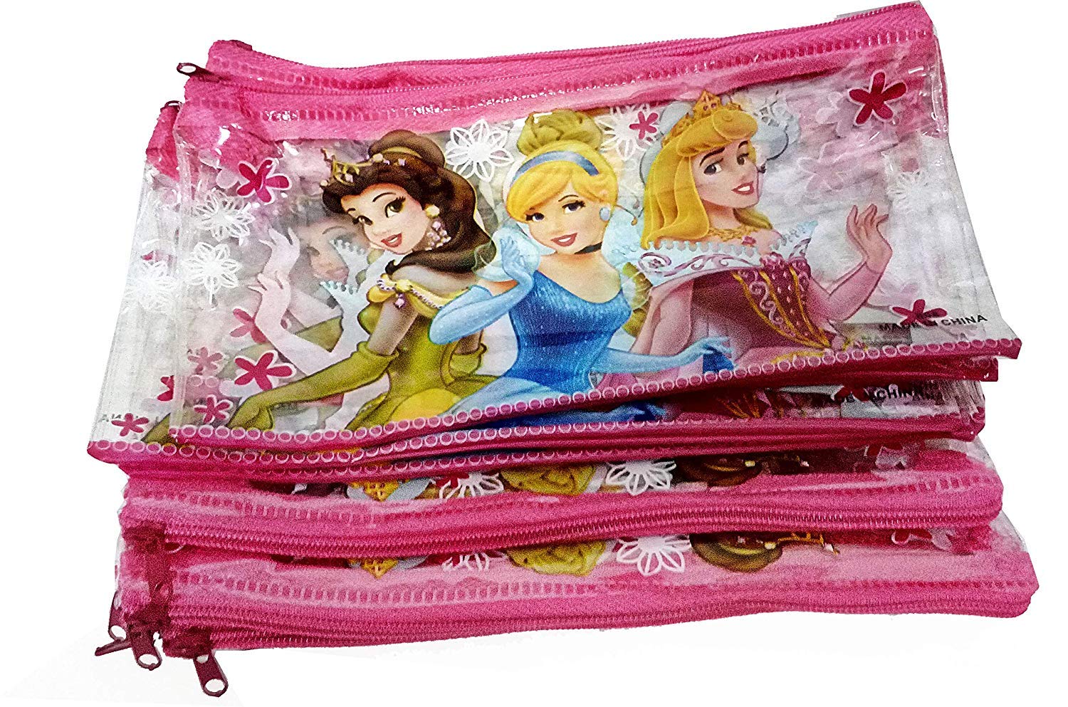 4Aj Bazaar Stationery Keeper Girlish Print Pvc Transparent Pouches  Set Of 12