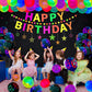 80 Pack Glow Neon Party Supplies Glow Party Decorations Black Light Reactive Decor Set - Fluorescent Banner, Blacklight Garland,