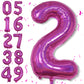 Number 2 Balloons, 40 Inch 2Nd Birthday Foil Balloon Laser Hot Pink Decor, Big Self Inflating Helium Dark Pink Two Balloon Numbe