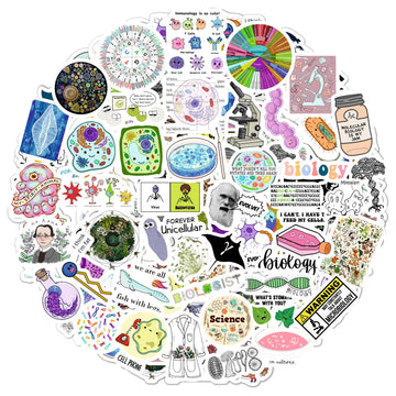 Bulbacraft100Pcs Funny Biology Stickers For Laptop & Water Bottles, Small Biology Sticker Pack For Teachers & Students - Funny B