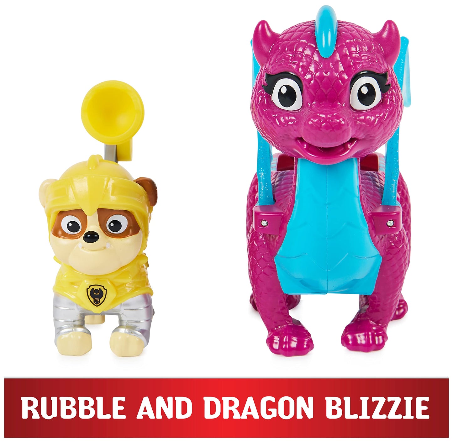 Paw Patrol Action Figures Set - Rescue Knights Rubble & Dragon Blizzie, Kids Toys for Ages 3+, Plastic, Model 6064306