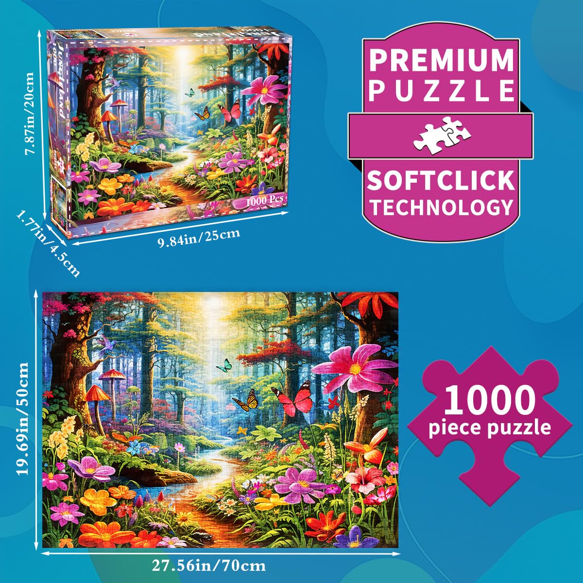 Jigsaw Puzzles for mature-themeds 1000 Piece Puzzle for mature-themeds 1000 Pieces Puzzle 1000 Pieces-Colorful Forests - Exotic Flowers and Plants