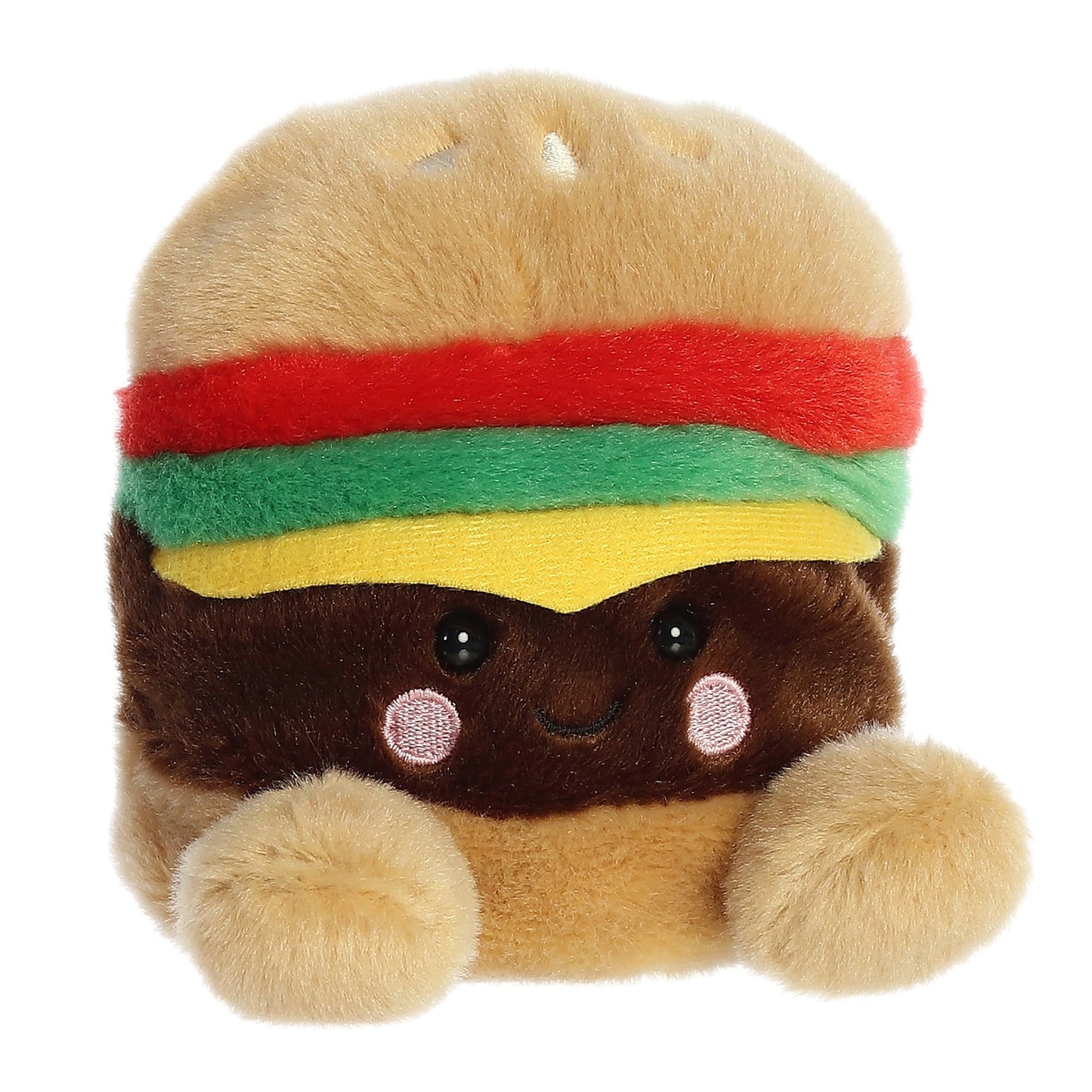 Aurora Adorable Palm Pals Charles Cheeseburger Stuffed Animal, Brown, 5 Inches, Pocket-Sized, Collectable Fun, Model 33881