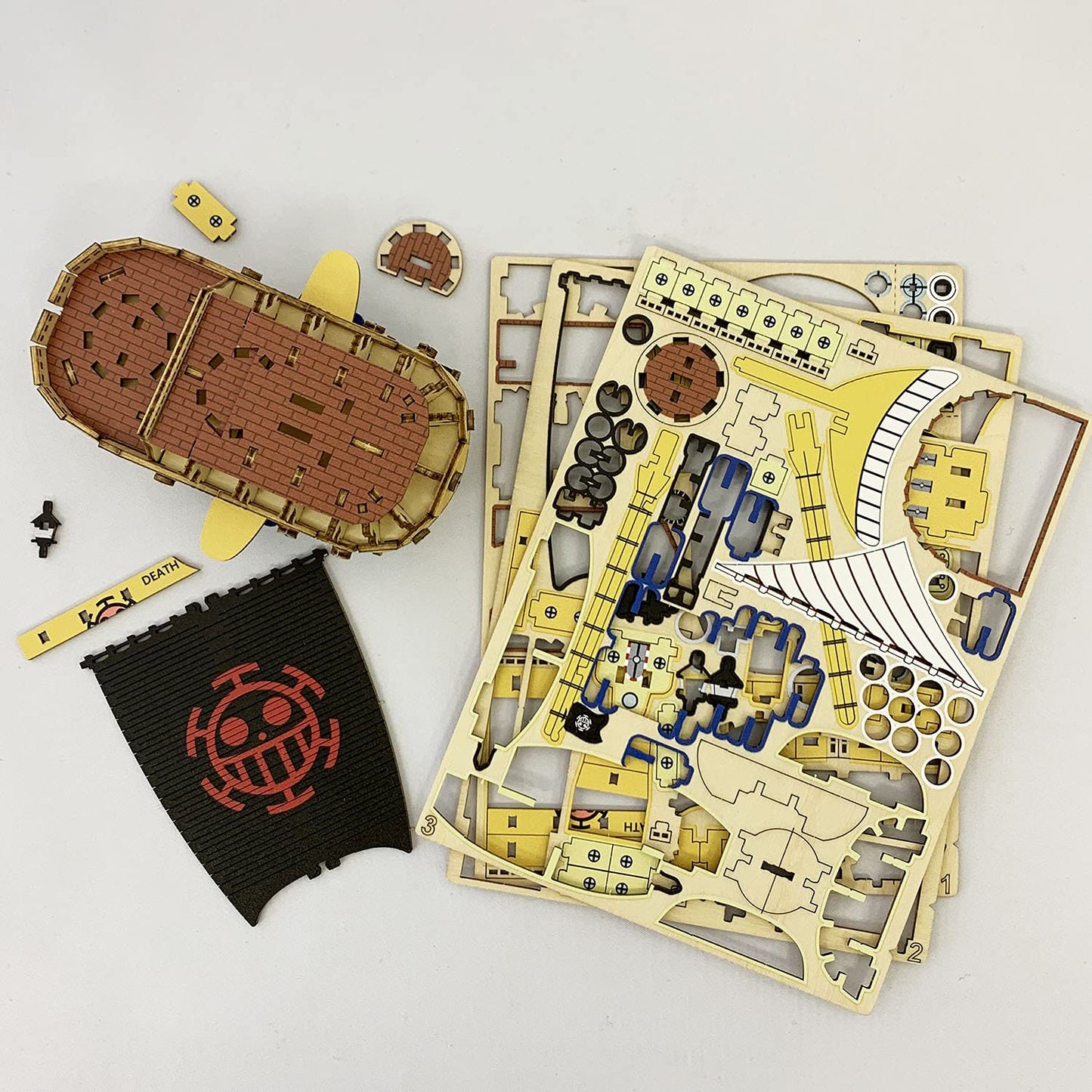 wa-gu-mi One Piece Trafalgar Law Model Kit - Wooden 3D Puzzle - DIY Craft - Red