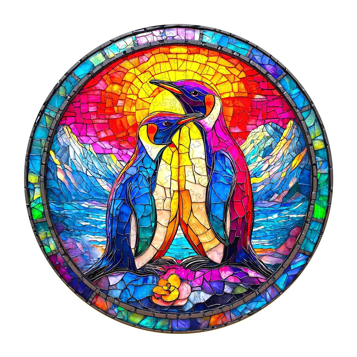Wooden Puzzles for Adults - Couple Penguins Wooden Jigsaw Puzzle - Unique Animal Shaped Wood Puzzles Adult - Creative Birthday G