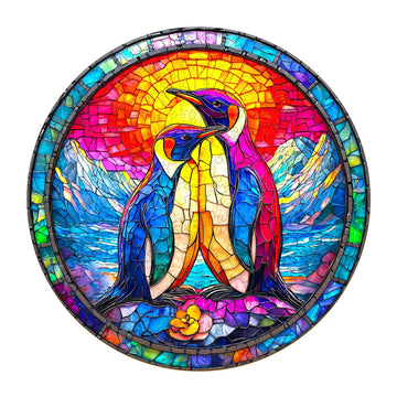 Wooden Puzzles for Adults - Couple Penguins Wooden Jigsaw Puzzle - Unique Animal Shaped Wood Puzzles Adult - Creative Birthday G