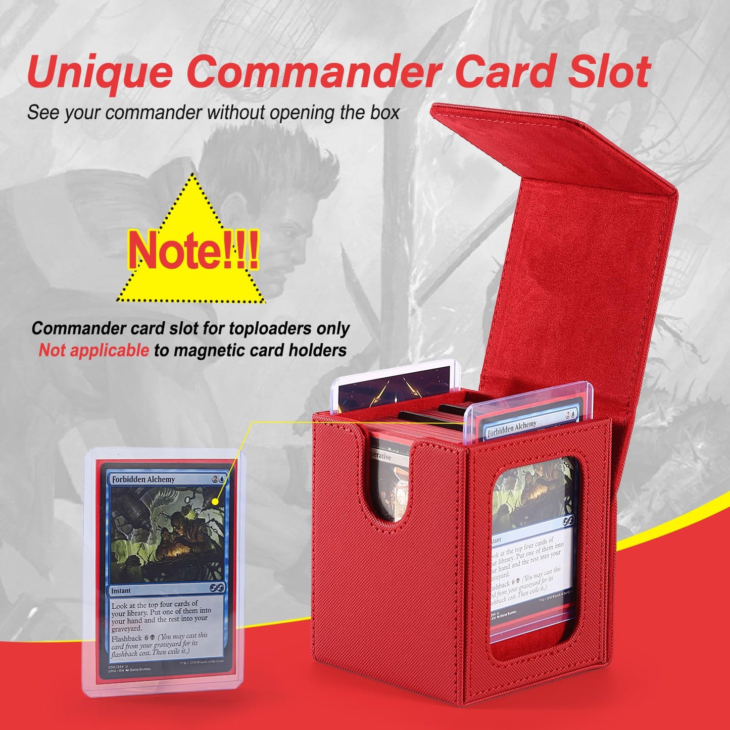 Mtg Deck Box, Double Display Window Deck Box Mtg, Commander Deck Box Fits 120+ Single Sleeved Cards, Pu Leather Magnetic Closure