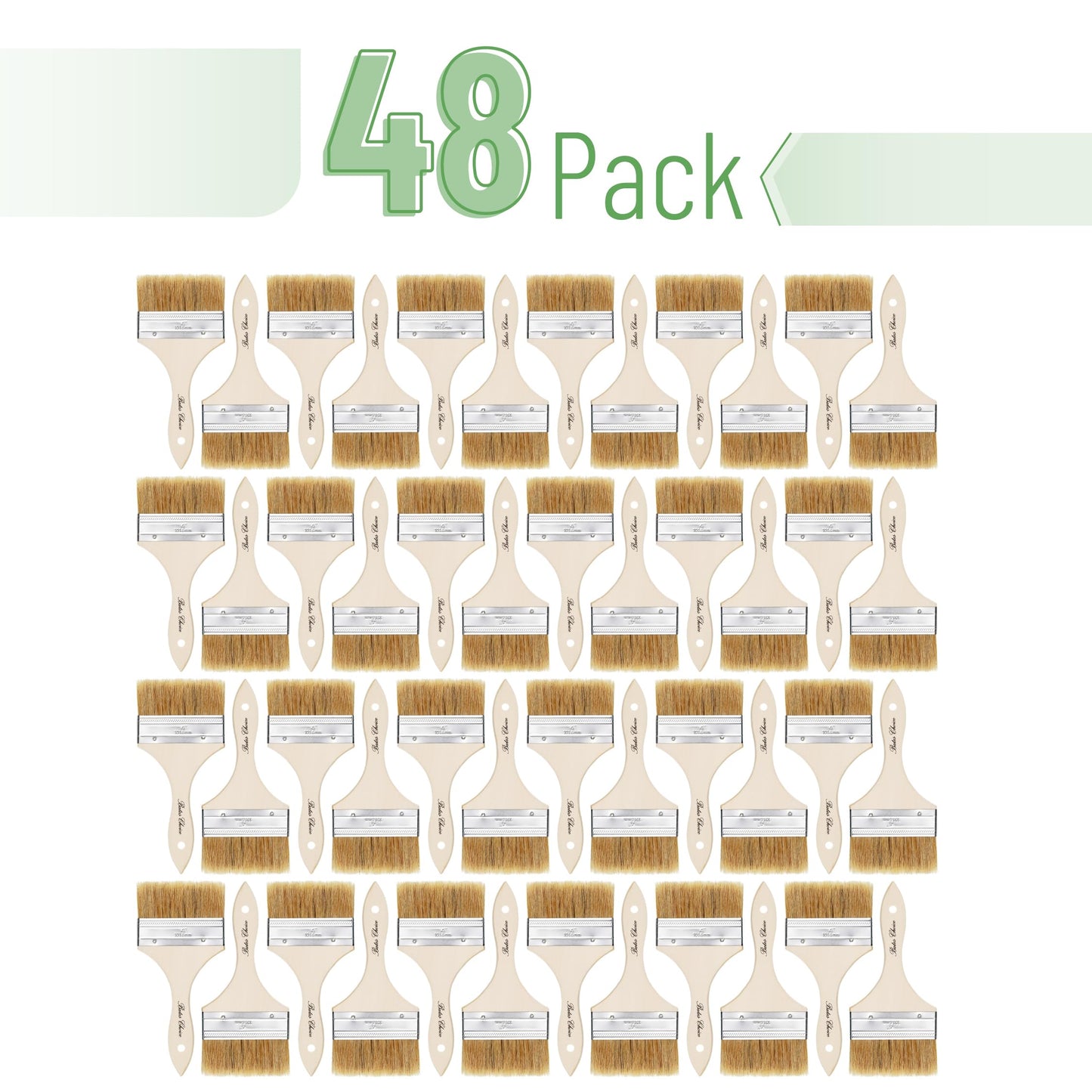 Bates- Chip Paint Brushes for Painting, 4 Inch, 48 Pack, Wood Handle, Natural Bristle Paint Brush