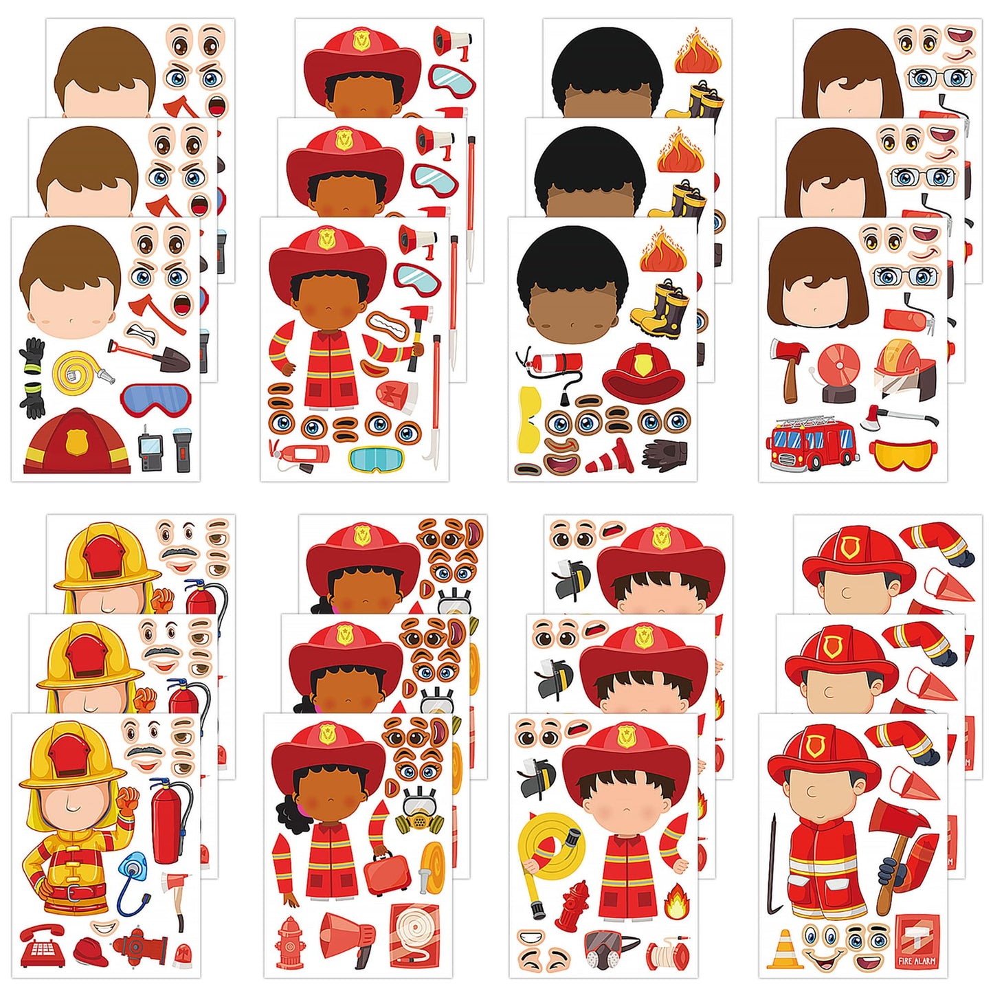 Dorgua Make-A-Face Sticker Set, Make A Fireman Stickers For Kids Boys, Diy Craft Stickers Face Stickers Decor, Make Your Own Fir