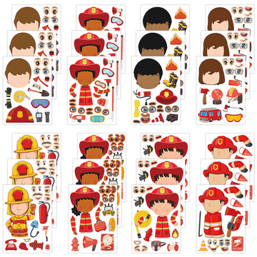 Dorgua Make-A-Face Sticker Set, Make A Fireman Stickers For Kids Boys, Diy Craft Stickers Face Stickers Decor, Make Your Own Fir