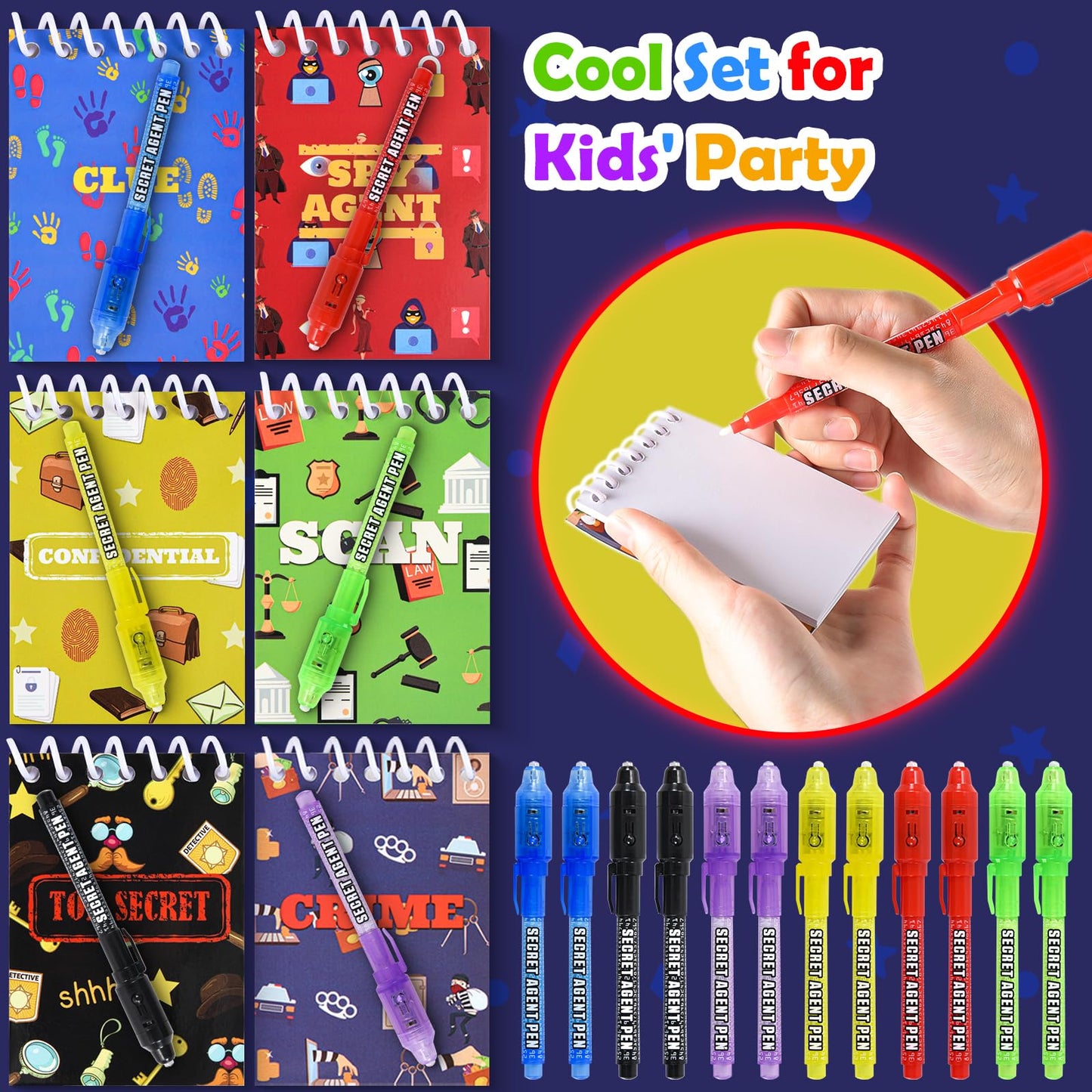 Invisible Ink Pens, 12 Pack Disappearing Ink Pens & 12 Pack Mini Notebooks, Magic Spy Kit For Boys Birthday Party, Halloween, Christmas Stocking Stuffers, Coolest Party Favors For Kids Classroom Gifts