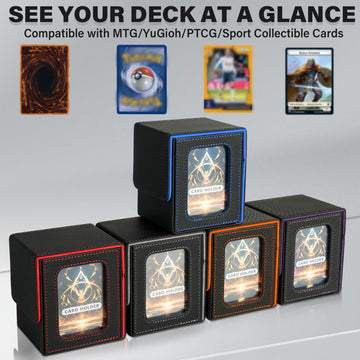 Jaffzora Card Deck Box For Mtg Commander, Magnetic Card Display Case,Tcg Card Storage Box, Holds 100 Double-Sleeved Cards, Black