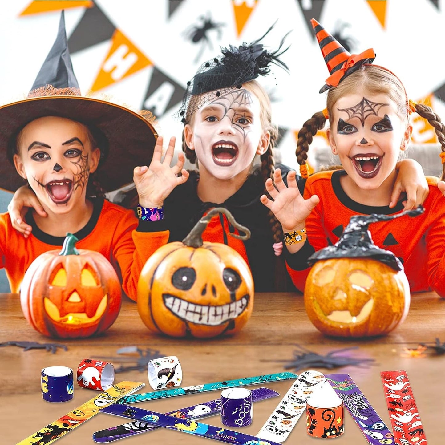 Novahance 36 Pcs Halloween Slap Bracelets Party Favors,Bulk Snap Bracelet Party Favors Supplies For Kids&Teens Gifts Teacher Cla