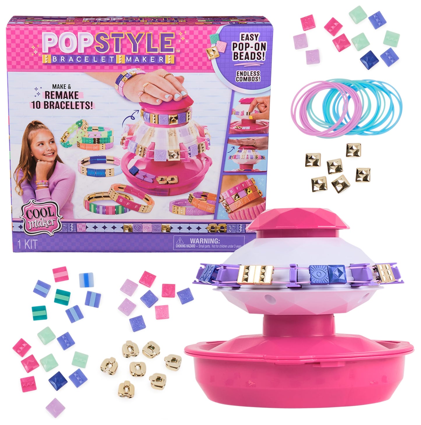 Cool Maker PopStyle Bracelet Maker, 170 Beads for Bracelets, Make & Remake 10 Bracelets, Bracelet Making Kit, Arts & Crafts Chri