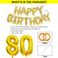 SHUNTAI 80th Birthday Decorations - Jumbo Gold Foil Number 80 Balloons & Happy Birthday Banner for Men Women Party Events
