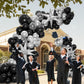 Bonropin 161Pcs Black And Silver Balloons Garland Arch Kit With Explosion Star Balloons, 5/10/12/18In Metallic Sliver And Black
