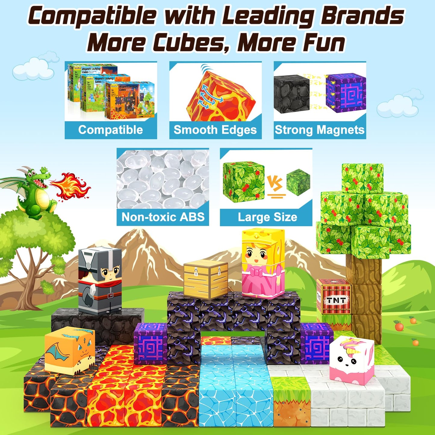 Magnetic Blocks - Build Mine Magnet World Magic Portal Forest Edition, Magnet Building Blocks Kids Toys For Ages 5-7 Toddler Toy