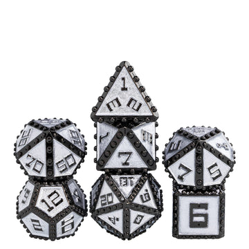 Udixi Metal Dice Set D&D, Rivet Metal Dnd Dice Set For Role Playing Games (Black Nickel Silver)