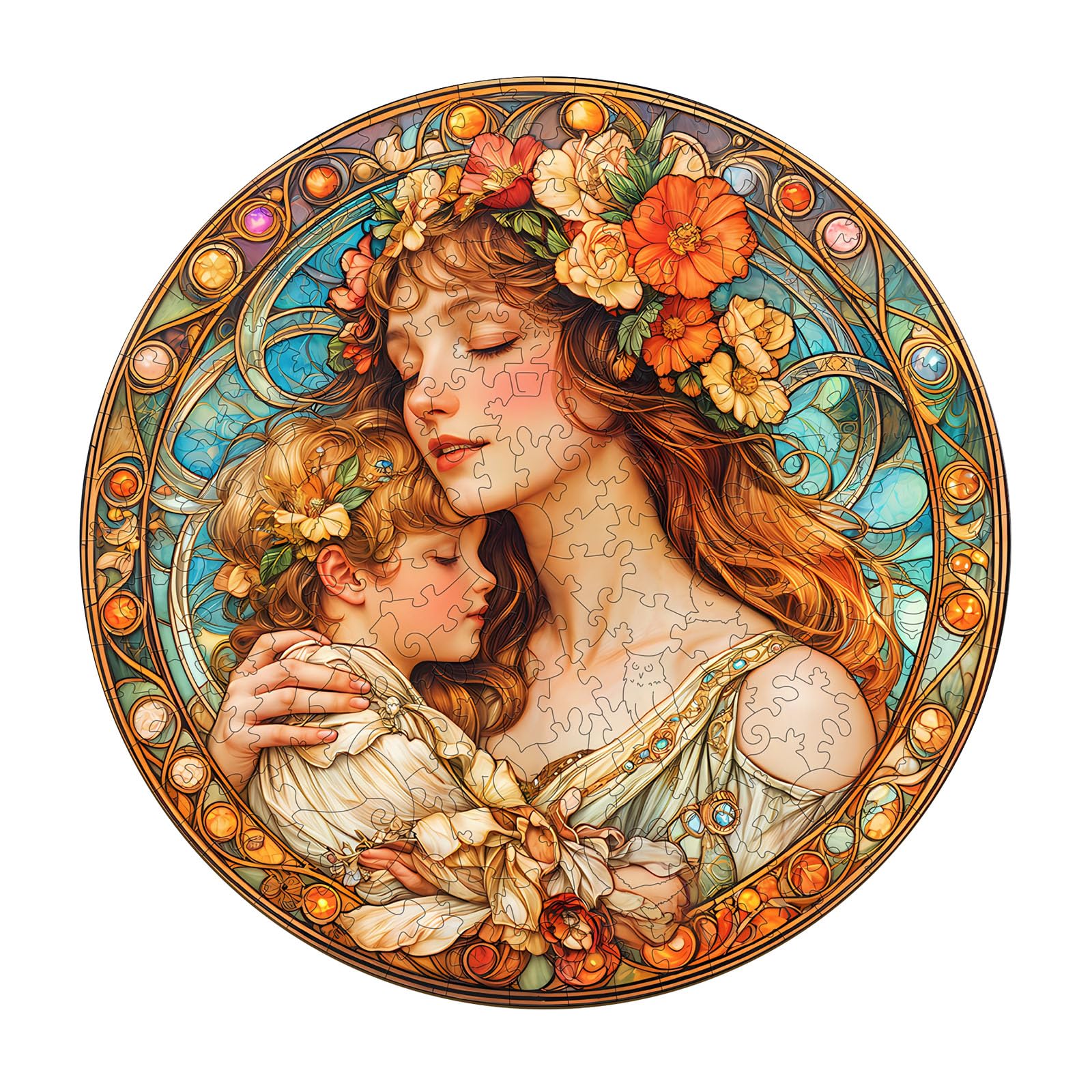 Jigfoxy Wooden Puzzle for mature-themeds  Mom Mary Jigsaw Puzzles for mature-themed  Unique Animal Shape Wood Cut Puzzles  Christmas Thanksgiving Gifts for Friends Family (L-13.4 * 13.4in-300pcs)